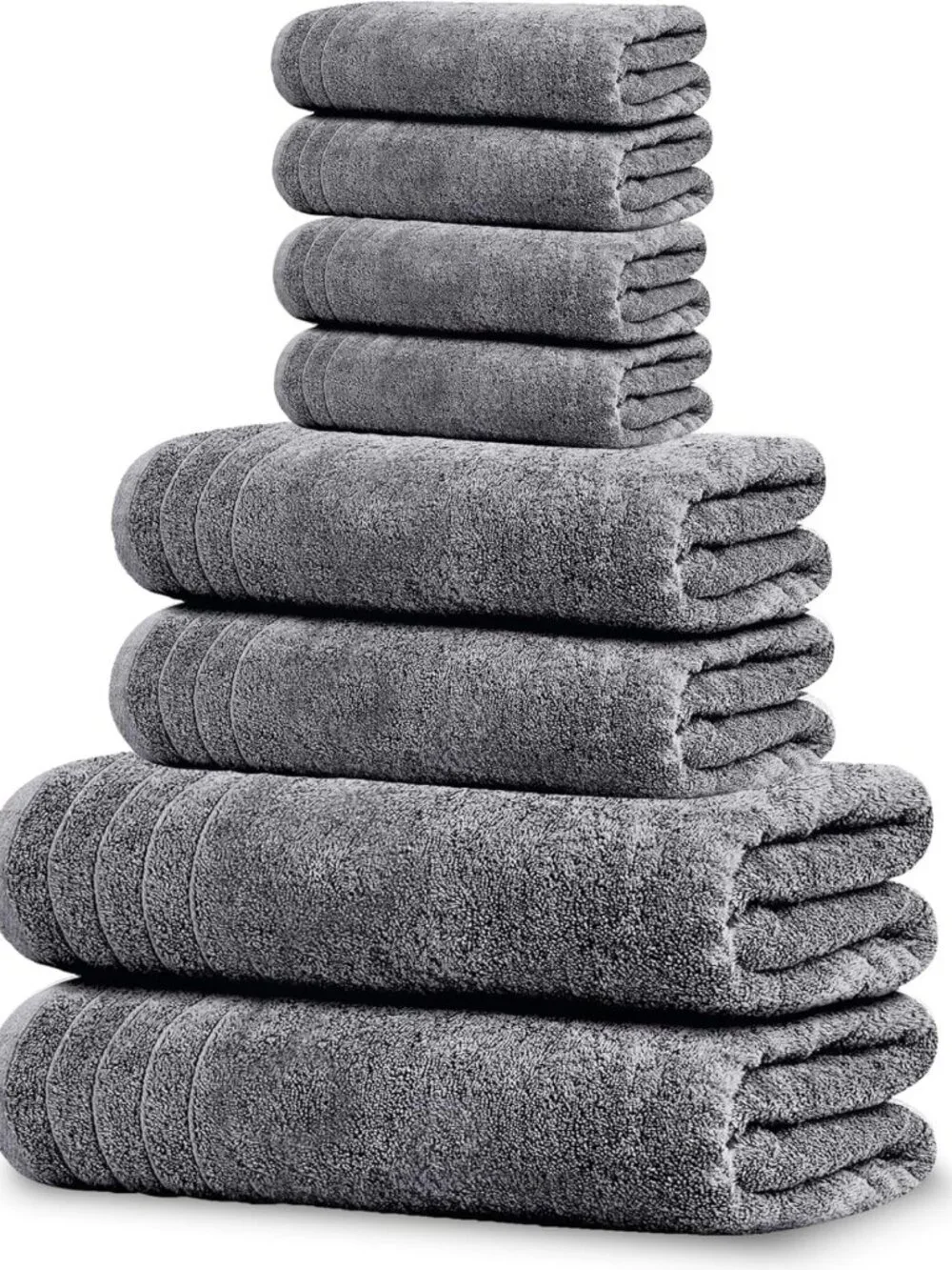 8-Piece Cotton Towel Set: 2 XL Bath, 2 Hand, 4 Washcloths, Quick-Dry, Super